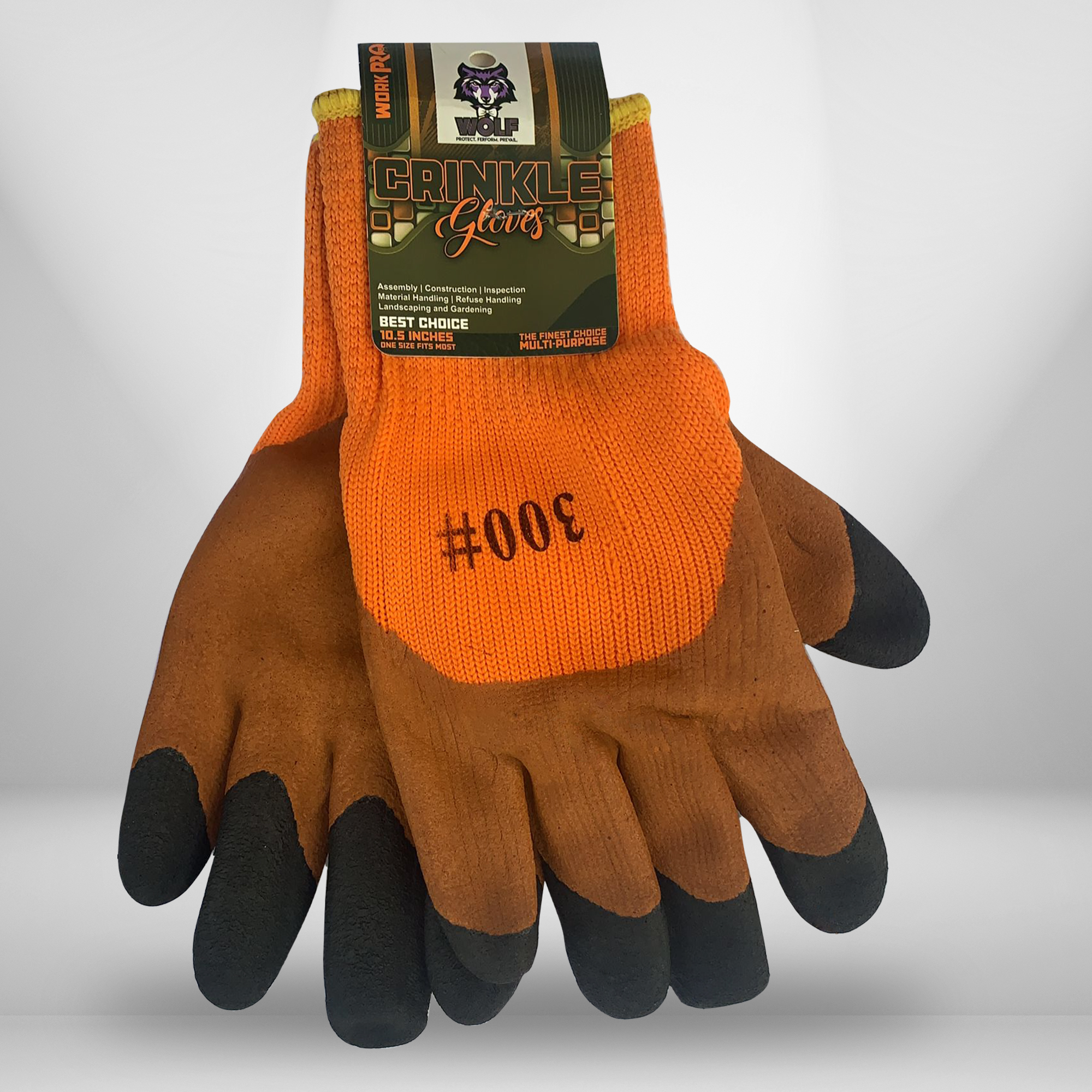 3a HYL313 - WOLF Orange Crinkle Grip Work Gloves