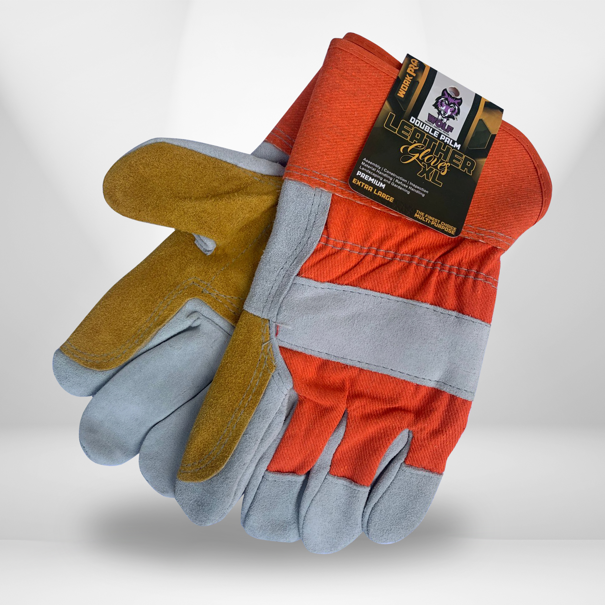 OXLG XL ORGE GRY WOLF Double Palm - Gloves